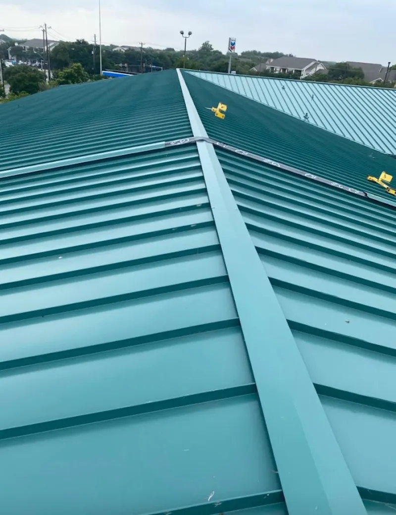 Green commercial metal roof ridge and valley for Metal Roof Repair in Indian Trail